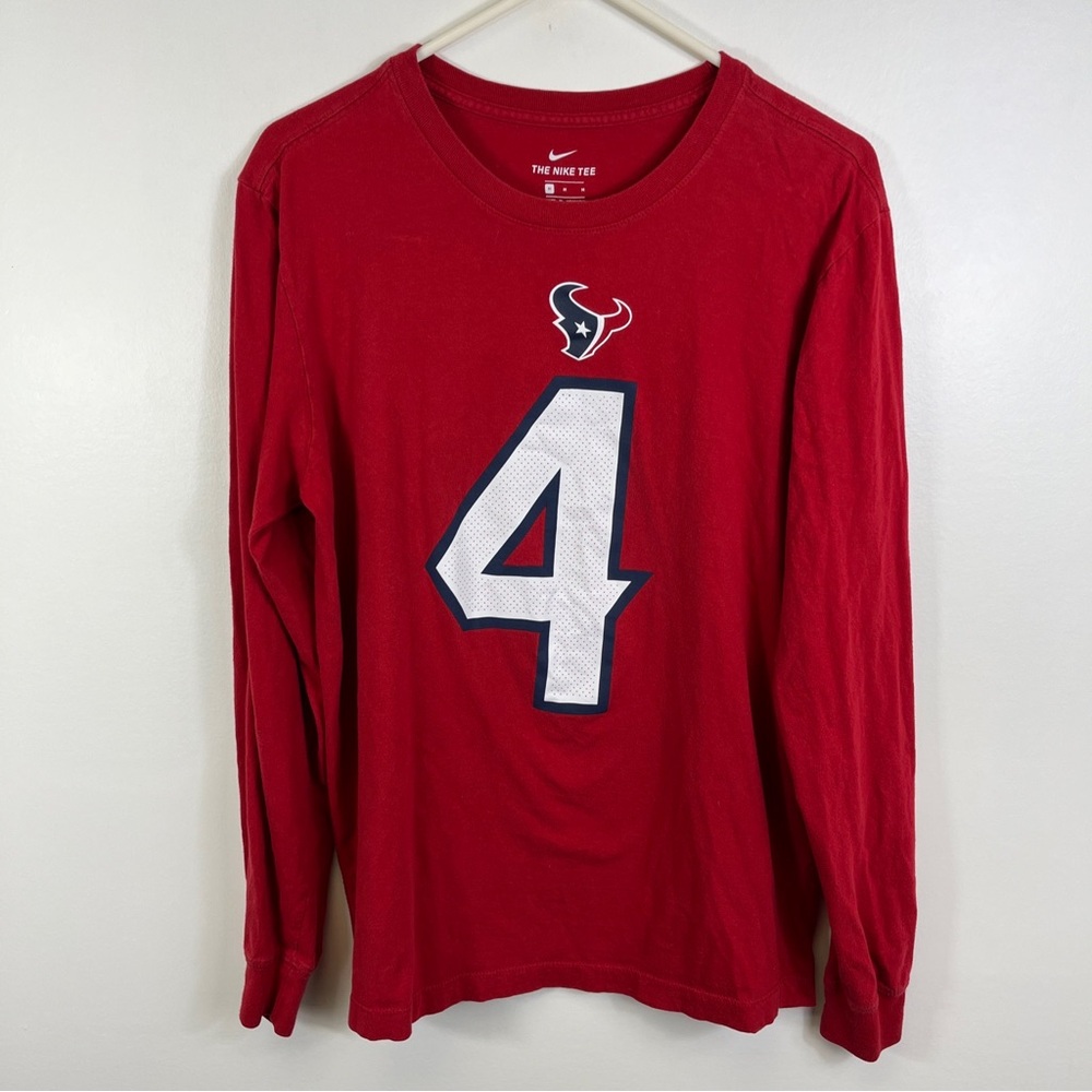 Nike Houston Texans Deshaun Watson Tee TShirt Long Sleeve Red Mens Medium M